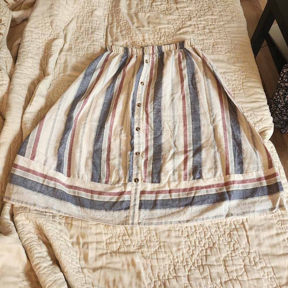Cream Multi Shein A Line Skirt Size L